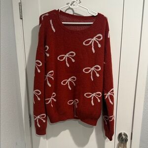 Red Bow Pattern Sweater
